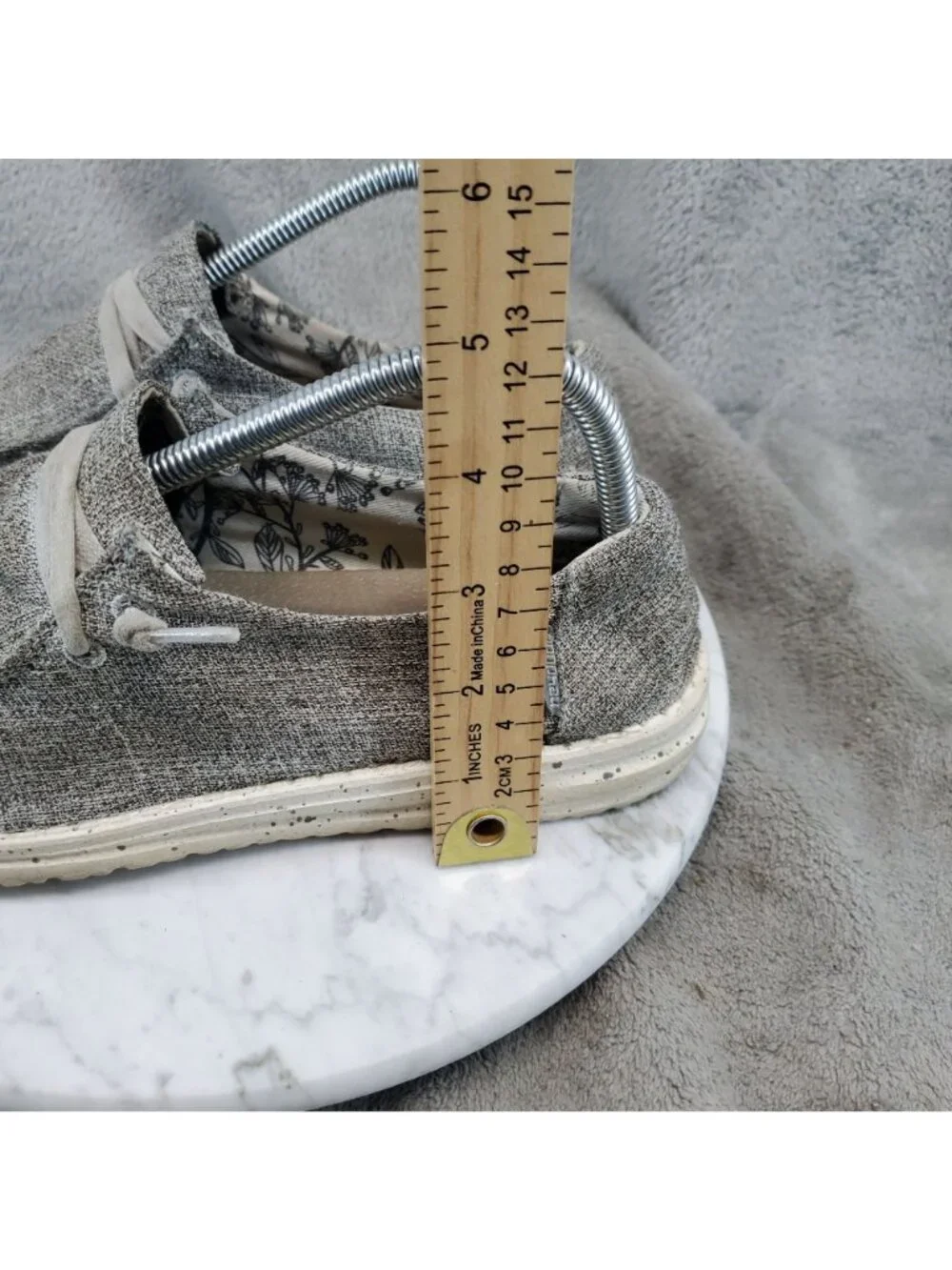 Hey Dude Shoes Womens Size 8 Gray Iron Wendy Linen Textile Slip On Loafer *Read*